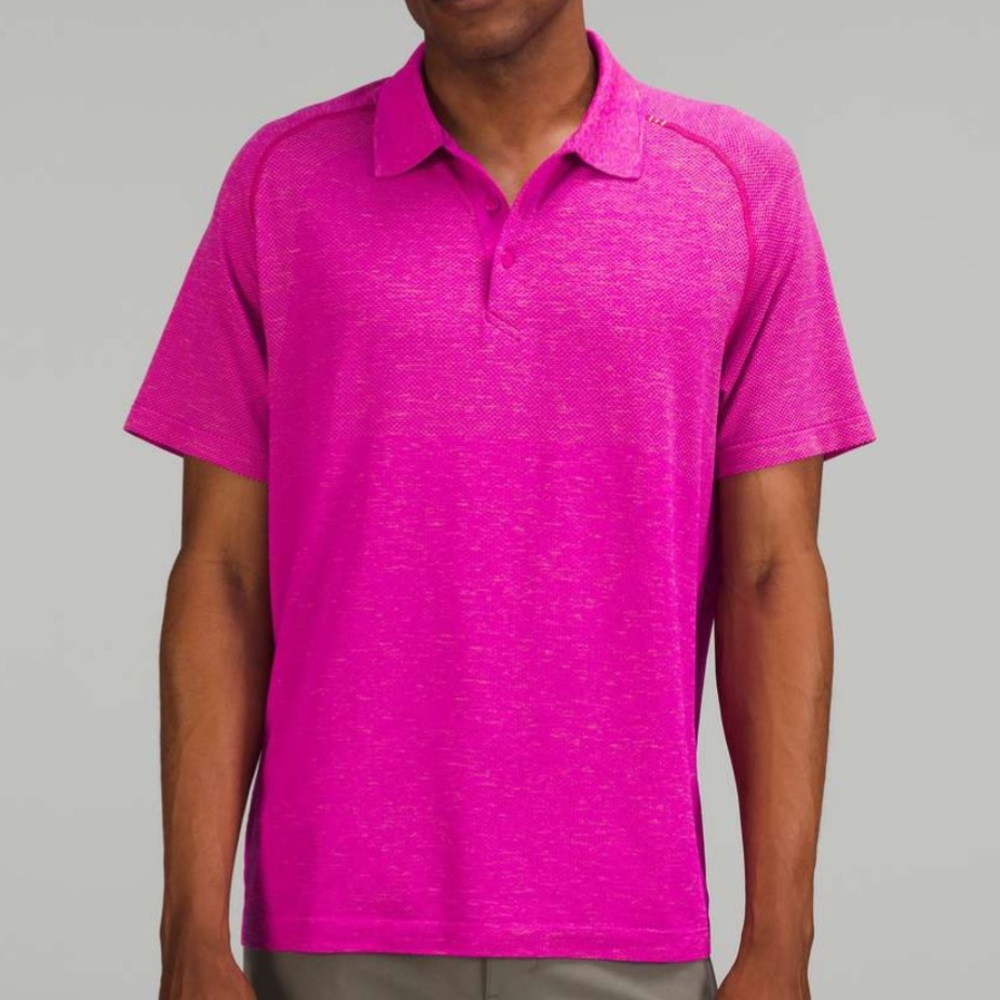 $88 Lululemon Metal Vent Tech Polo Shirt 2.0
Pink Clay / Purple Highlight